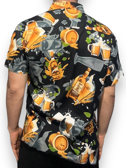 Camisa Hawaiana Playera Caribeña de Caballero Estampado de Cervezas