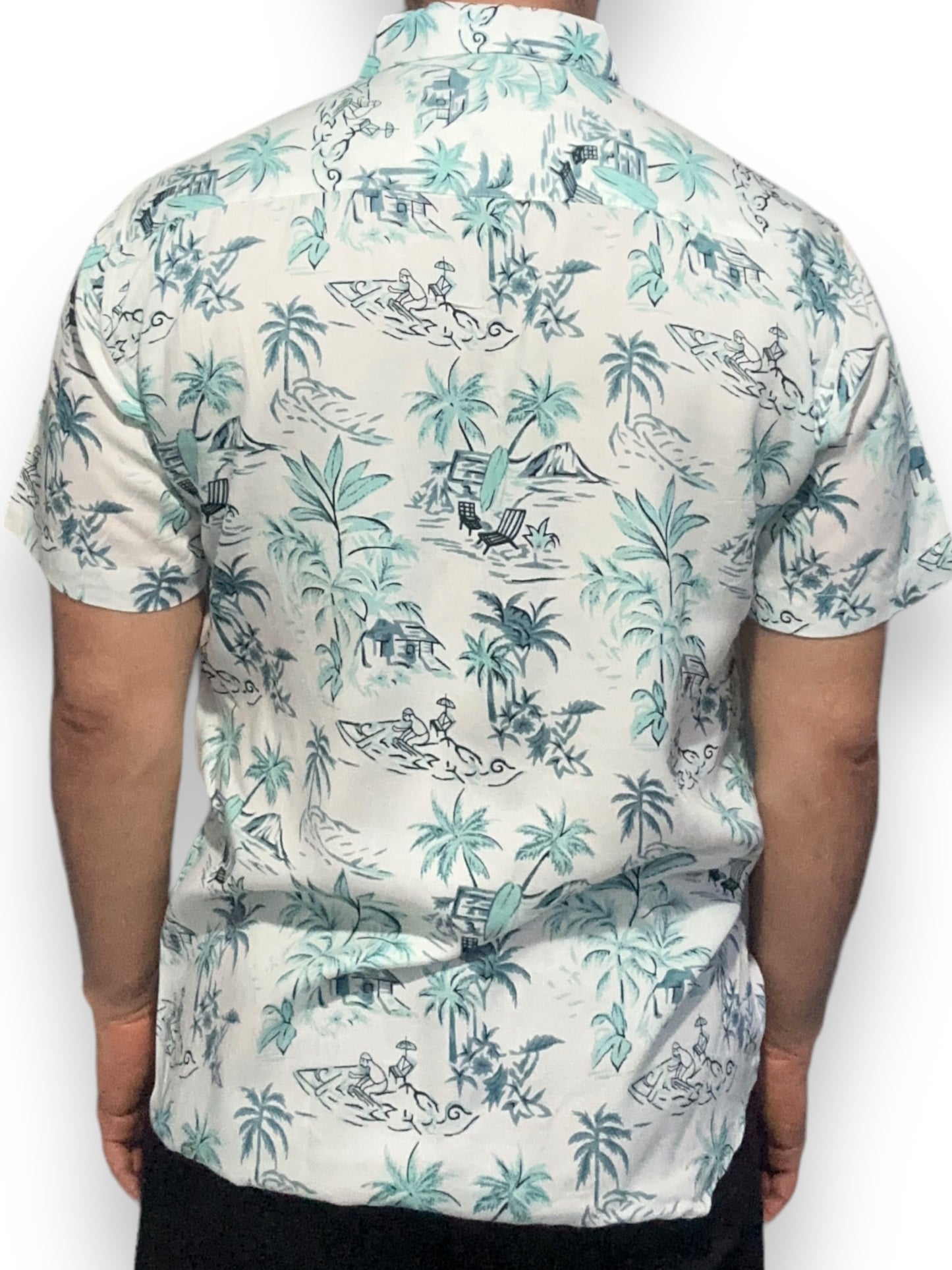 Camisa Hawaiana Playera Caribeña de Caballero Estampado de Palmeras