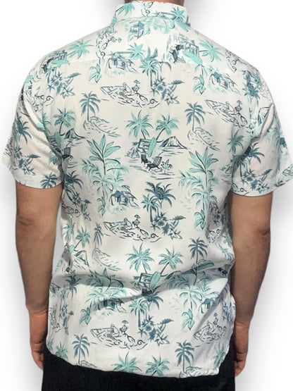 Camisa Hawaiana Playera Caribeña de Caballero Estampado de Palmeras