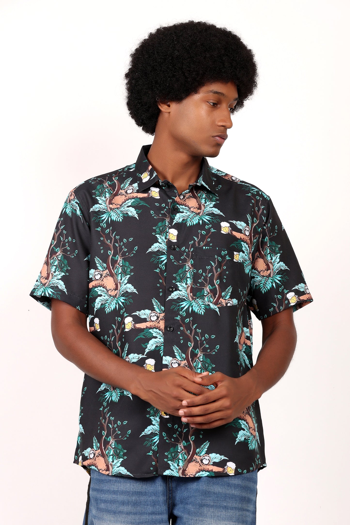 Men's Caribbean Beach Hawaiian Shirt Bear Print