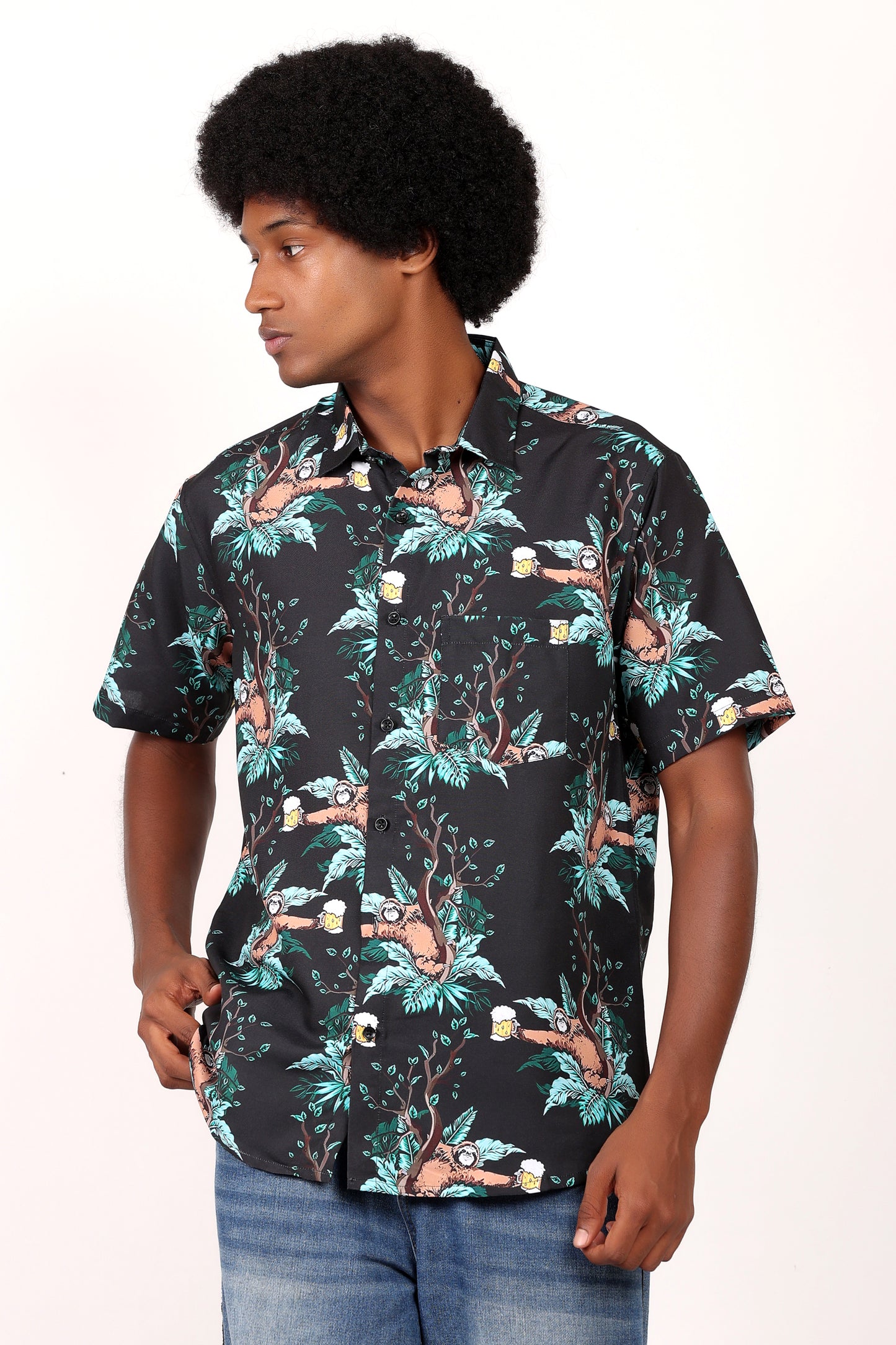 Men's Caribbean Beach Hawaiian Shirt Bear Print