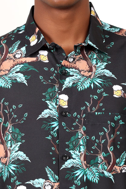 Men's Caribbean Beach Hawaiian Shirt Bear Print