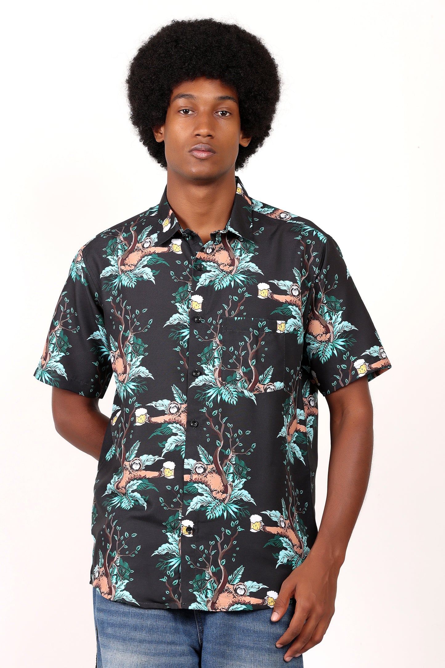 Men's Caribbean Beach Hawaiian Shirt Bear Print