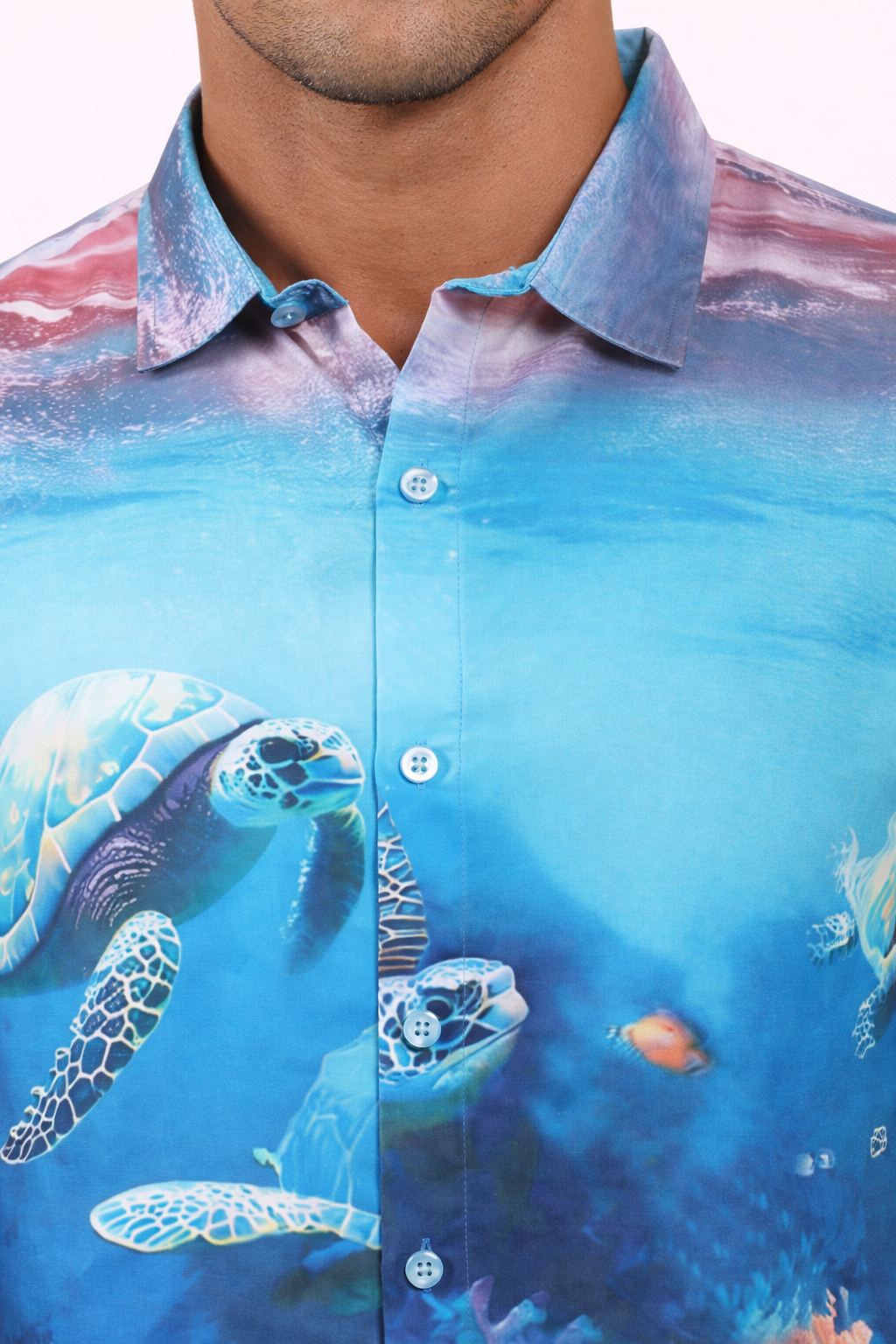Camisa Hawaiana Playera Caribeña de Caballero Estampado Tortuga