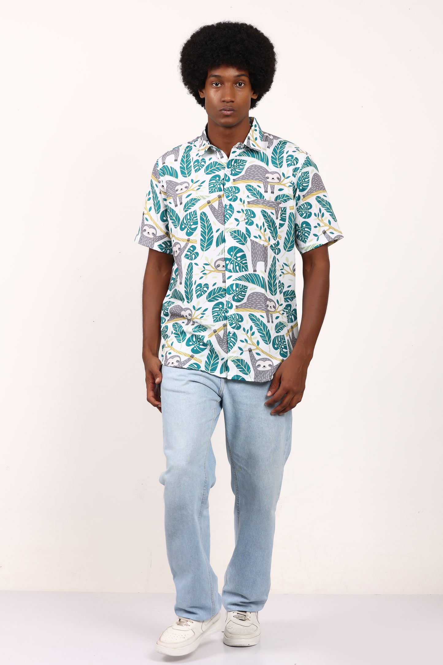 Camisa Hawaiana Playera Caribeña de Caballero Estampado Oso Relax Tropical