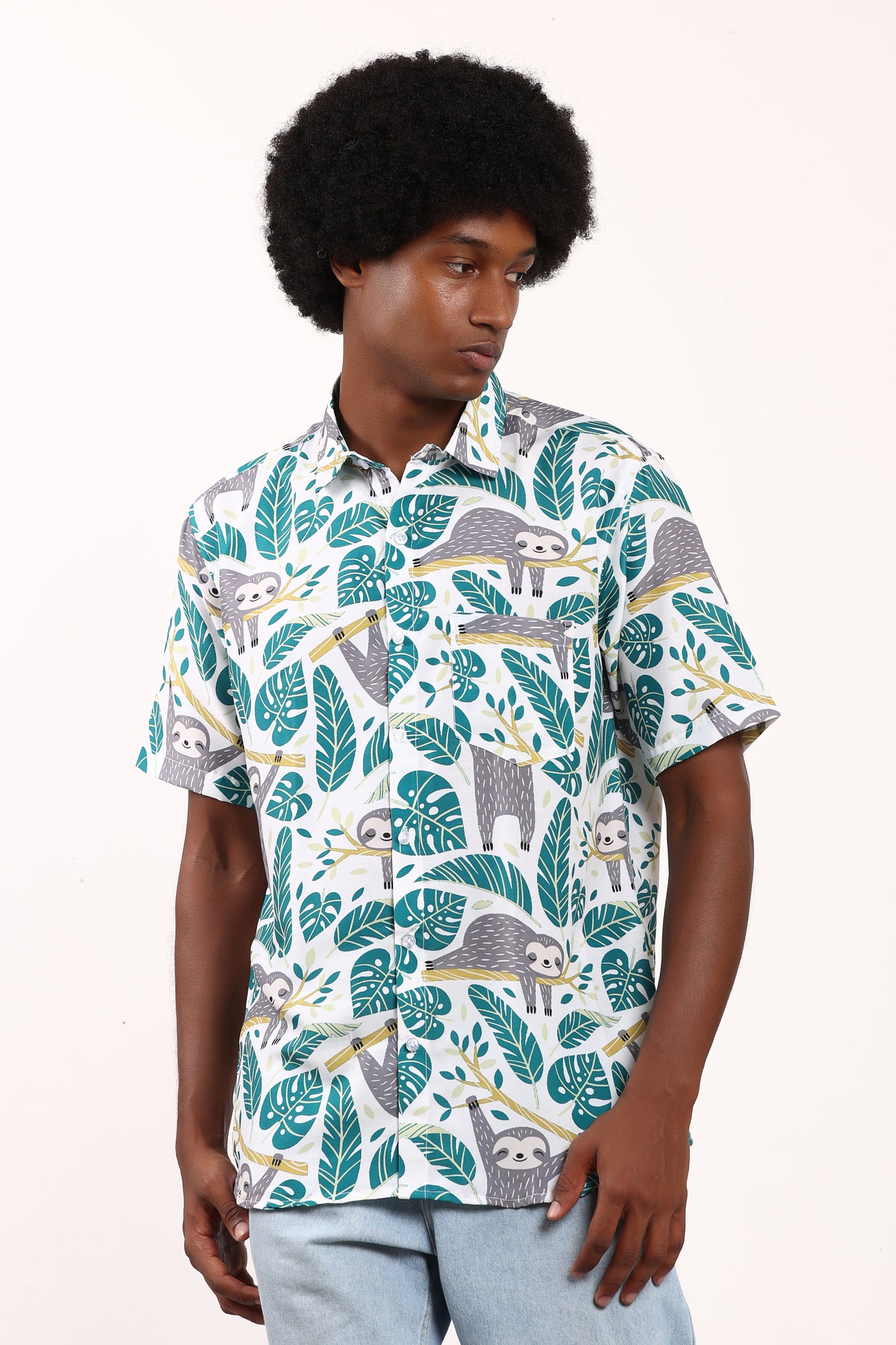 Camisa Hawaiana Playera Caribeña de Caballero Estampado Oso Relax Tropical