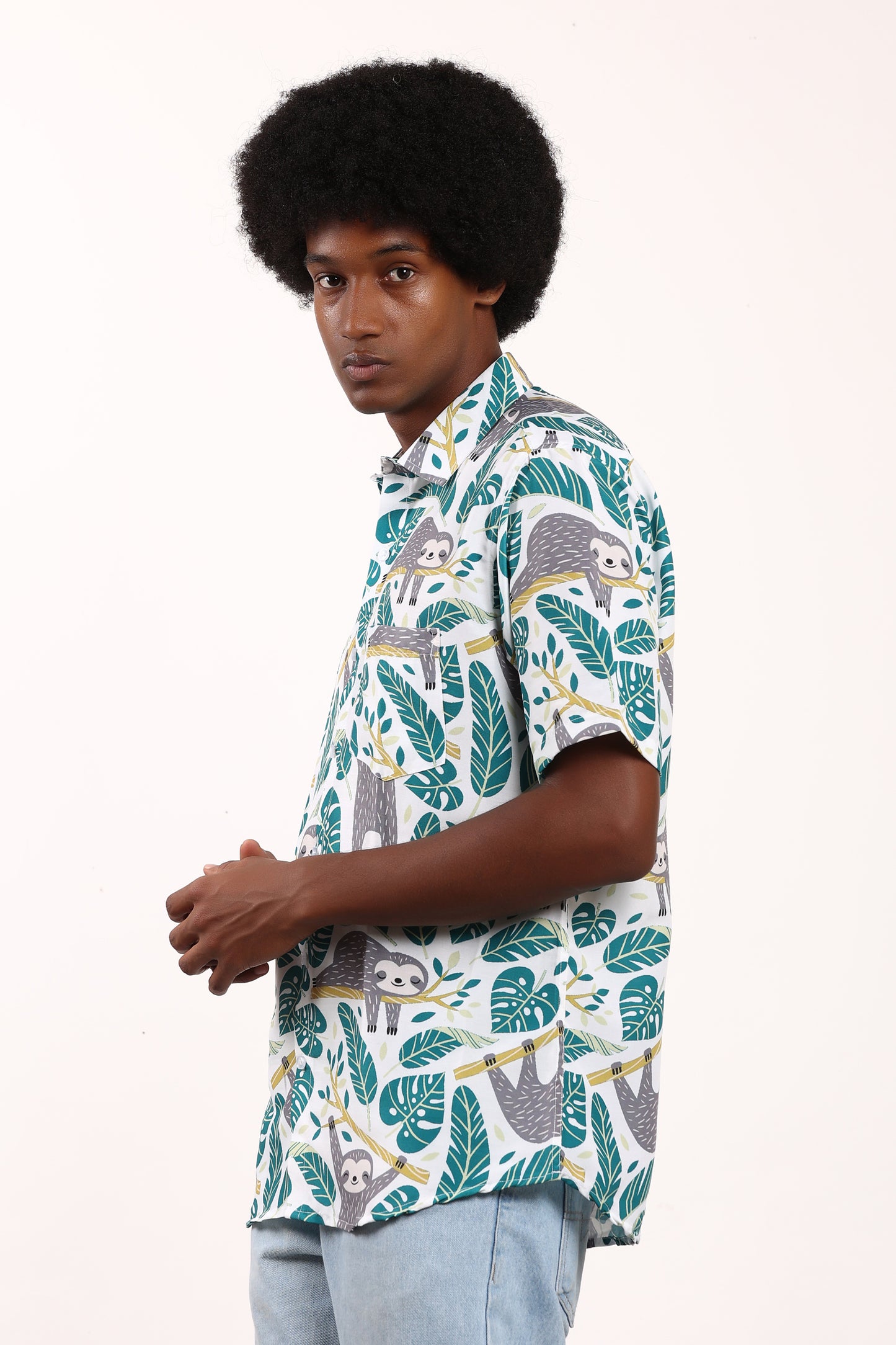 Camisa Hawaiana Playera Caribeña de Caballero Estampado Oso Relax Tropical