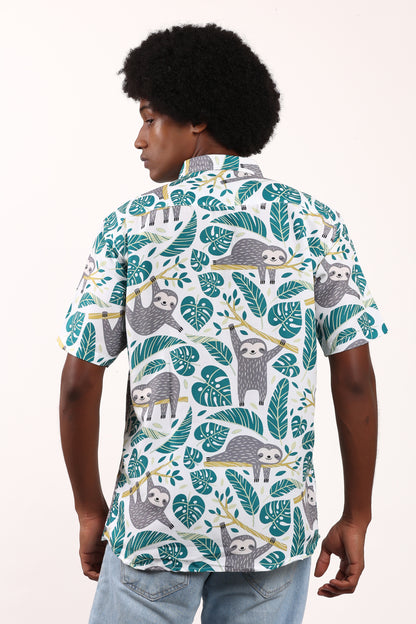 Camisa Hawaiana Playera Caribeña de Caballero Estampado Oso Relax Tropical