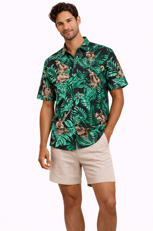 Camisa Hawaiana Playera Caribeña de Caballero Estampado Venados