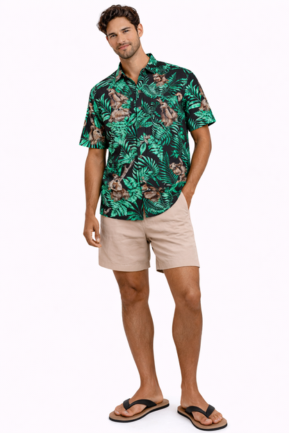 Camisa Hawaiana Playera Caribeña de Caballero Estampado Venados