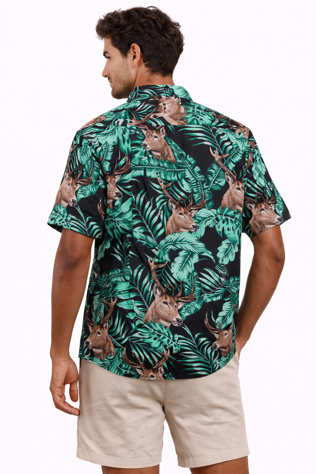 Camisa Hawaiana Playera Caribeña de Caballero Estampado Venados