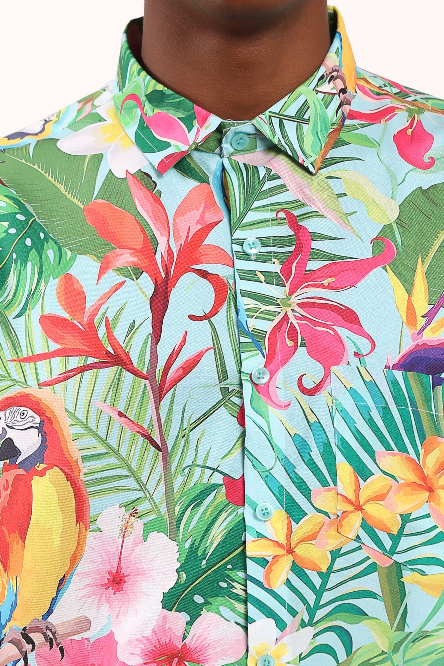 Camisa Hawaiana Playera Caribeña de Caballero Estampado Lapas Fondo Selva