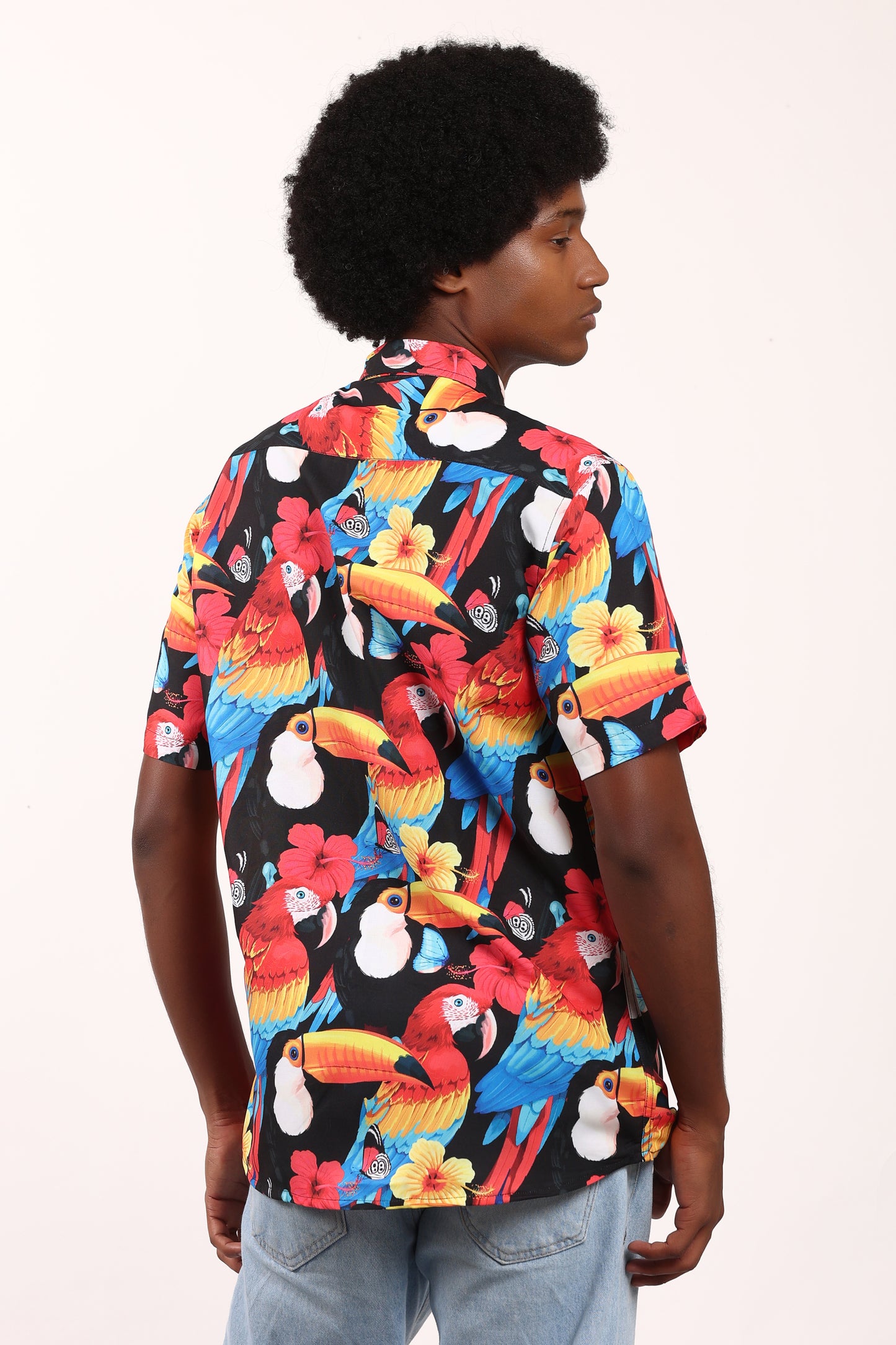 Men's Hawaiian Caribbean Beach Shirt Black Limpets Print