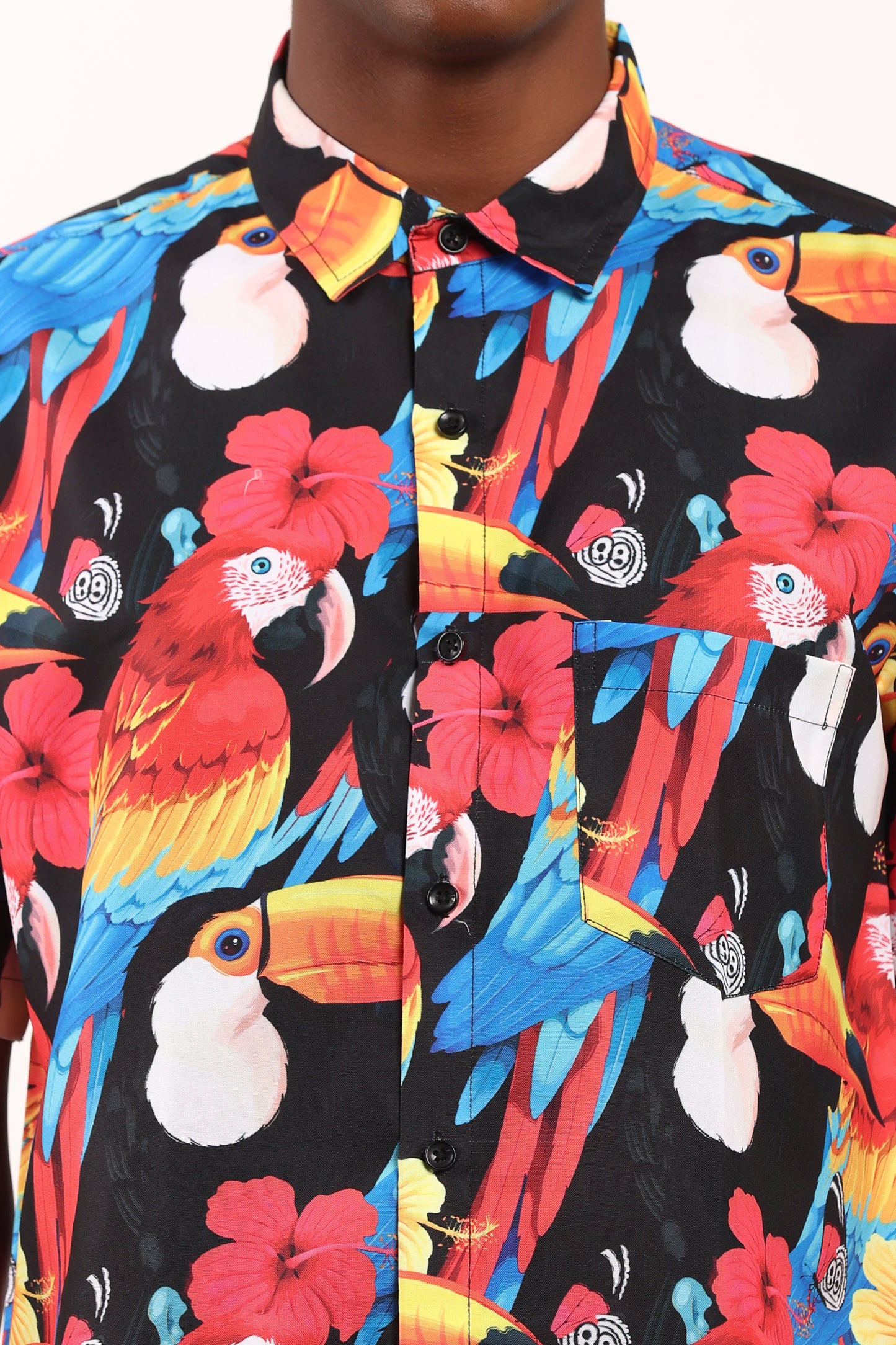 Men's Hawaiian Caribbean Beach Shirt Black Limpets Print