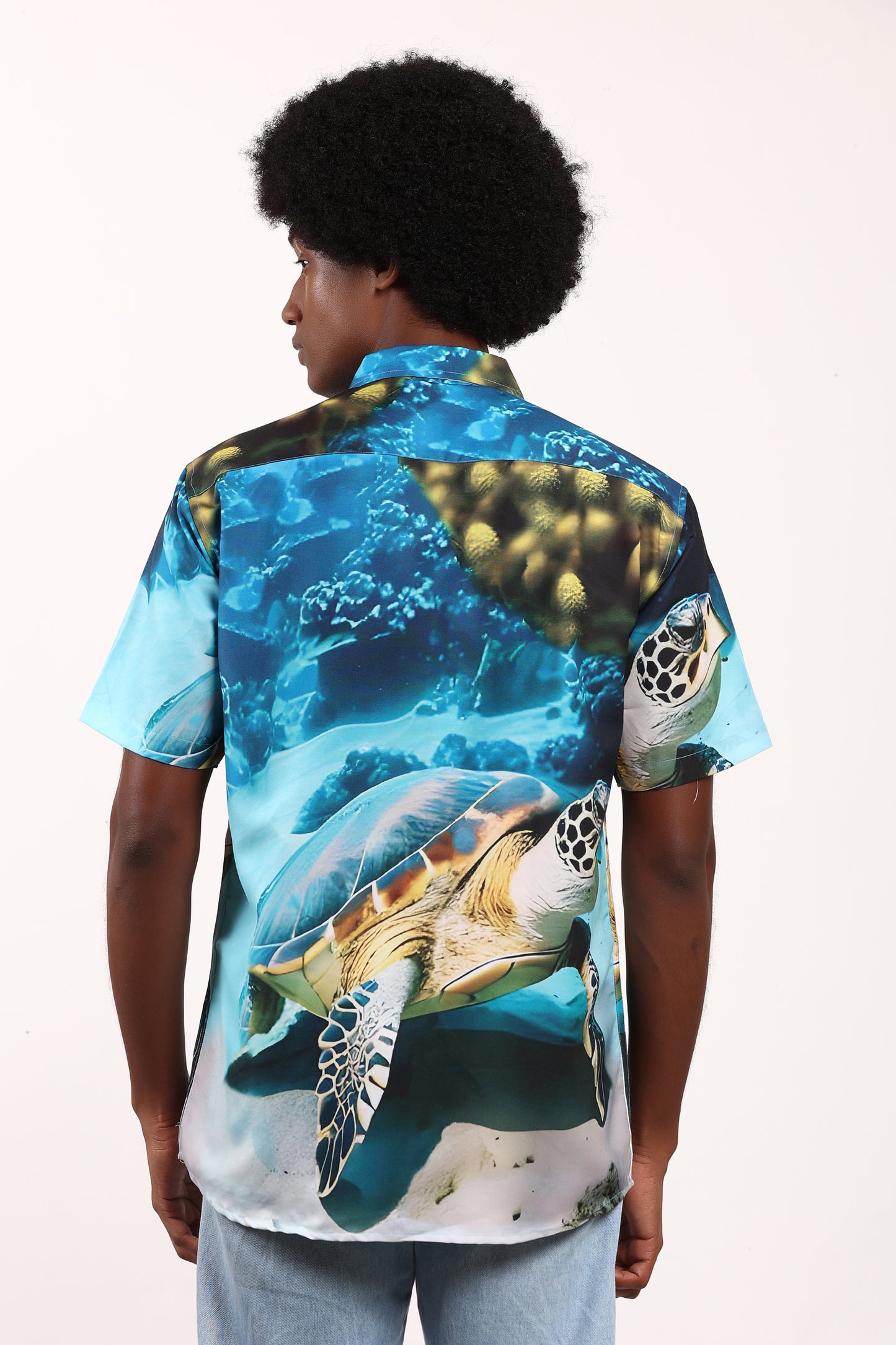 Camisa Hawaiana Playera Caribeña de Caballero Estampado Tortugas Grandes