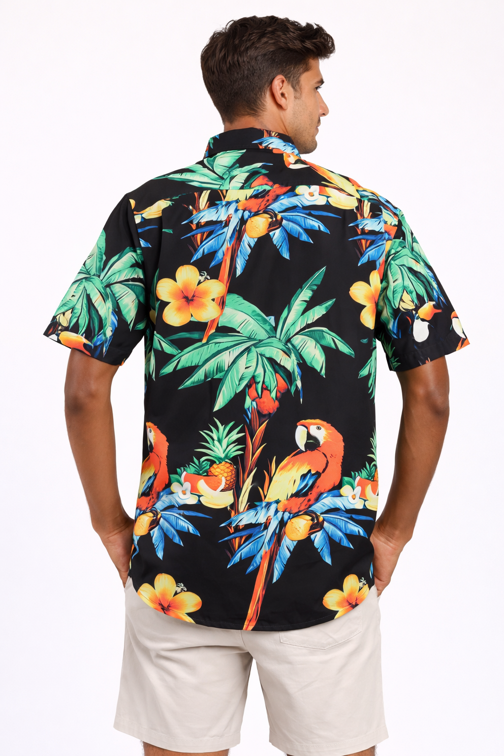 Men's Caribbean Hawaiian Floral Print Beach Shirt