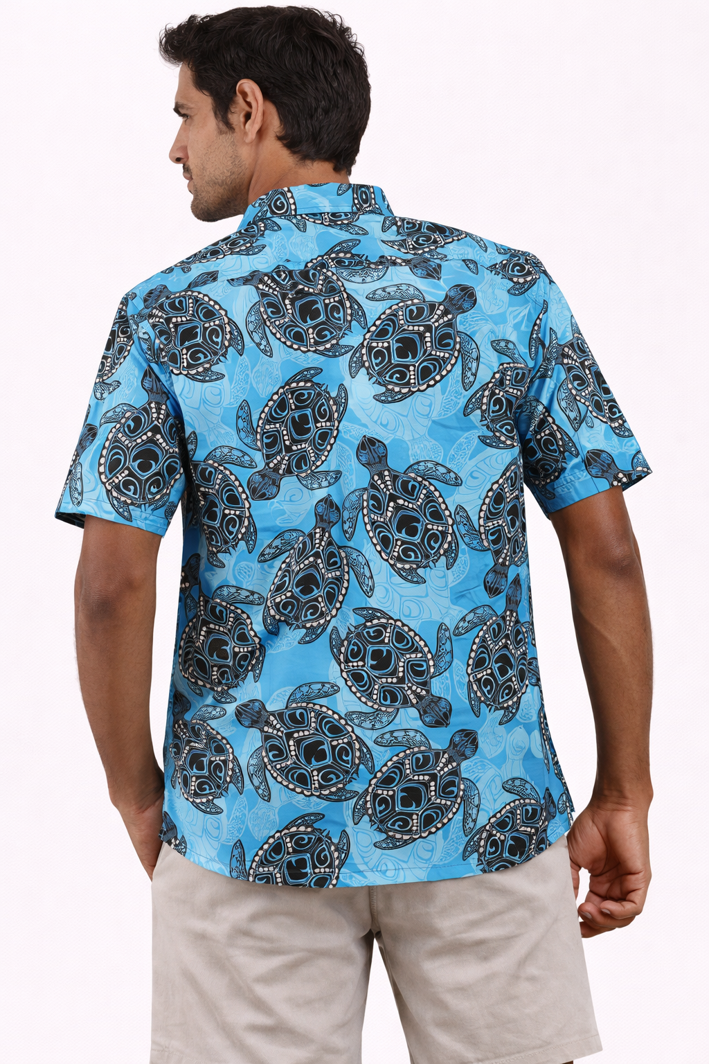 Camisa Hawaiana Playera Caribeña de Caballero Estampado Tortuga Oceánica