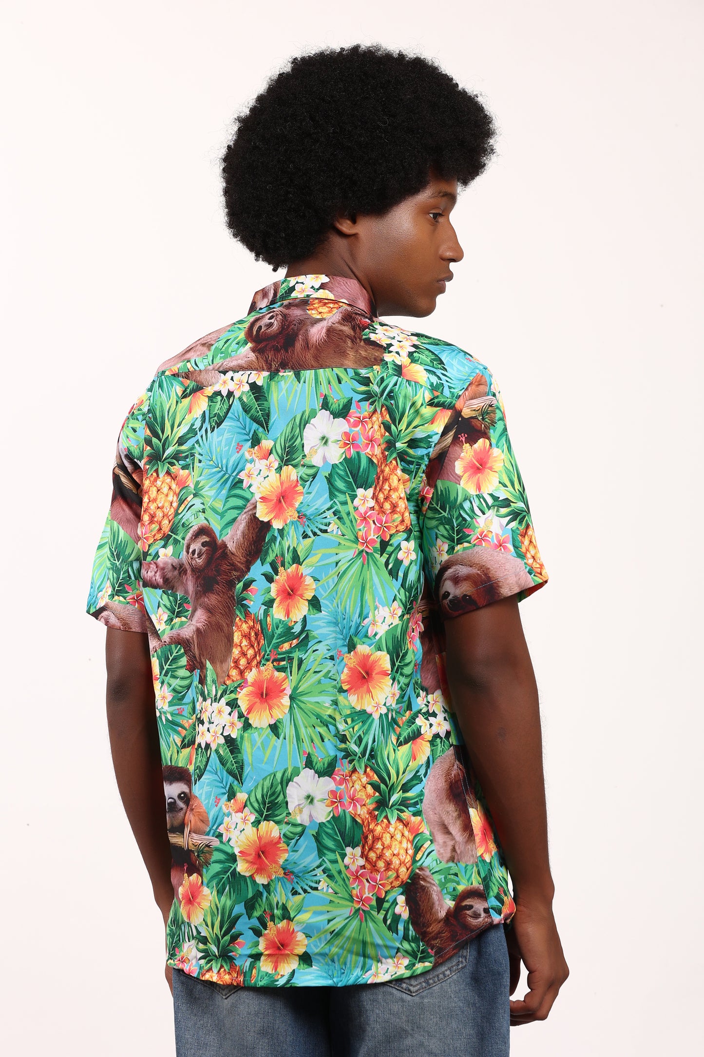 Camisa Hawaiana Playera Caribeña de Caballero Estampado Oso Pina