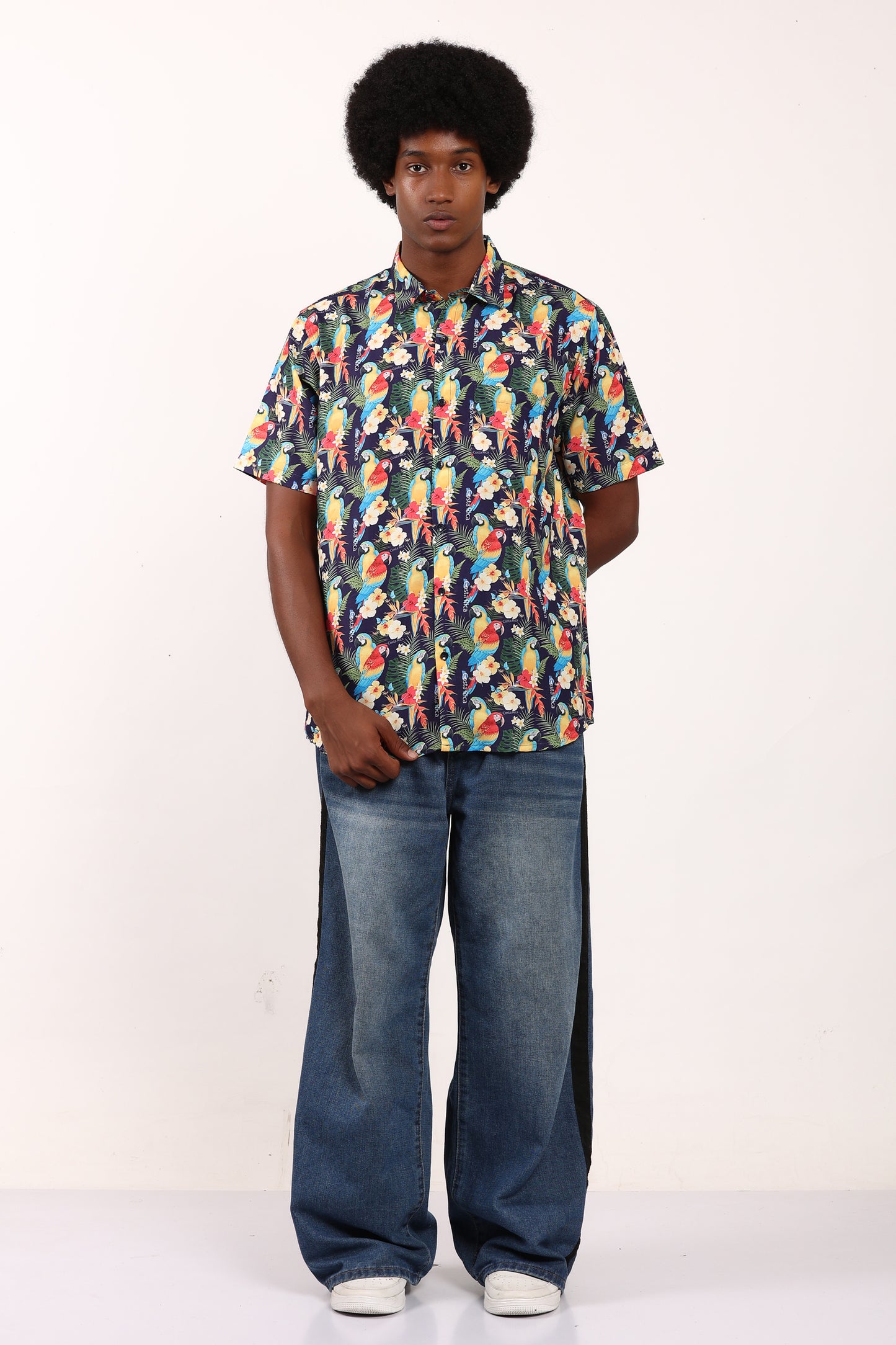 Camisa Hawaiana Playera Caribeña de Caballero Estampado Lapas Pequeñas