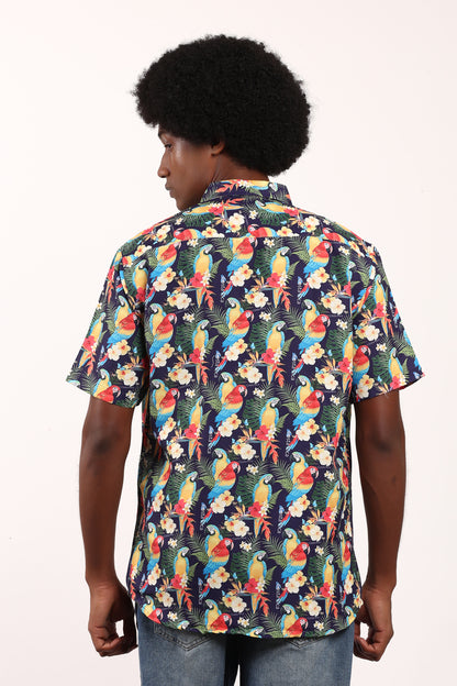 Camisa Hawaiana Playera Caribeña de Caballero Estampado Lapas Pequeñas
