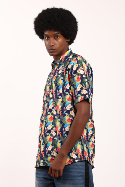 Camisa Hawaiana Playera Caribeña de Caballero Estampado Lapas Pequeñas