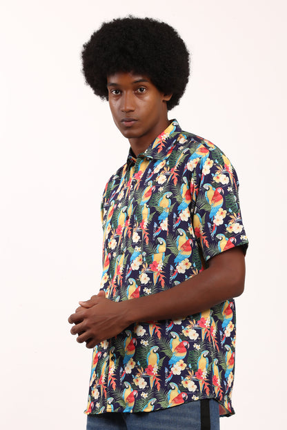Camisa Hawaiana Playera Caribeña de Caballero Estampado Lapas Pequeñas
