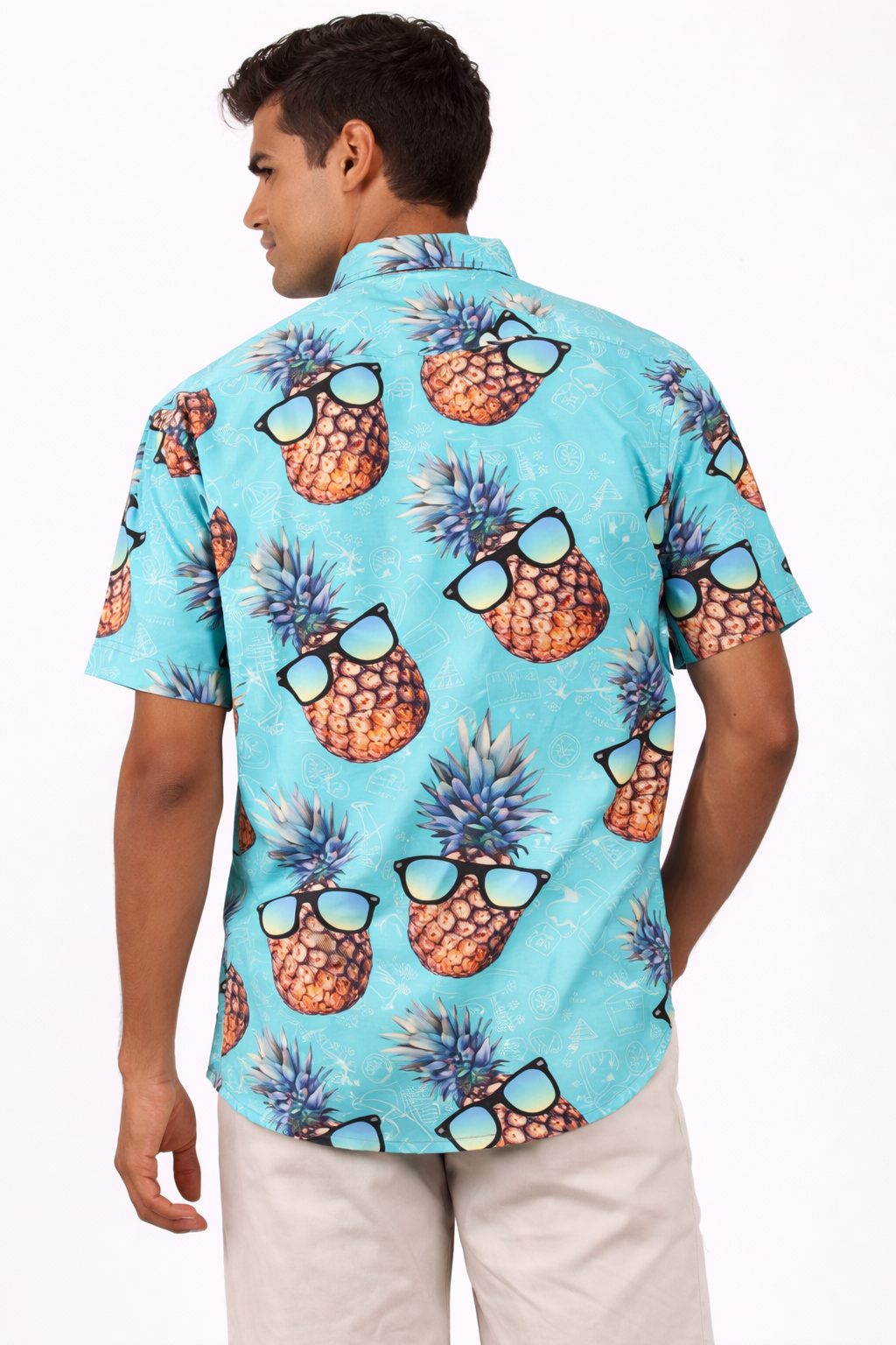 Camisa Hawaiana Playera Caribeña de Caballero Estampado Pina