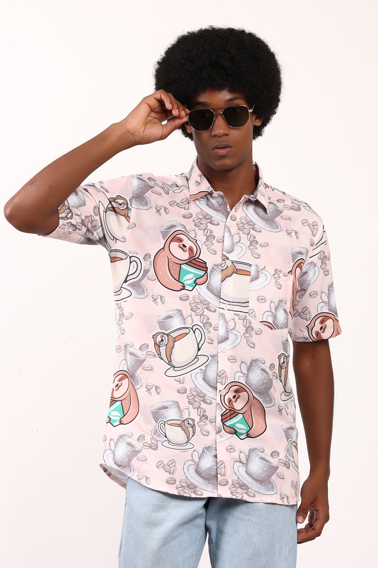 Camisa Hawaiana Playera Caribeña de Caballero Estampado Oso Comiquita