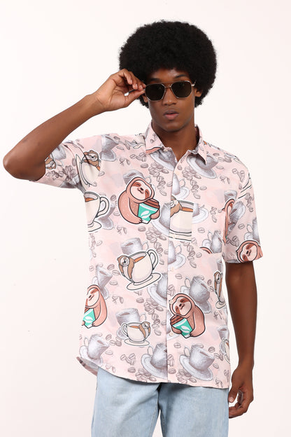 Camisa Hawaiana Playera Caribeña de Caballero Estampado Oso Comiquita