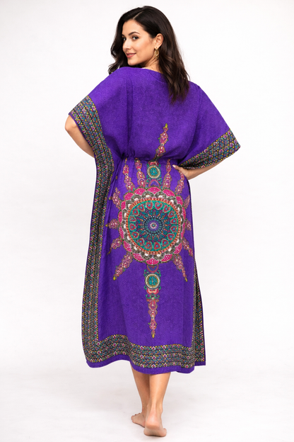 Vestido Largo Estampado Afrocaribeño Morado