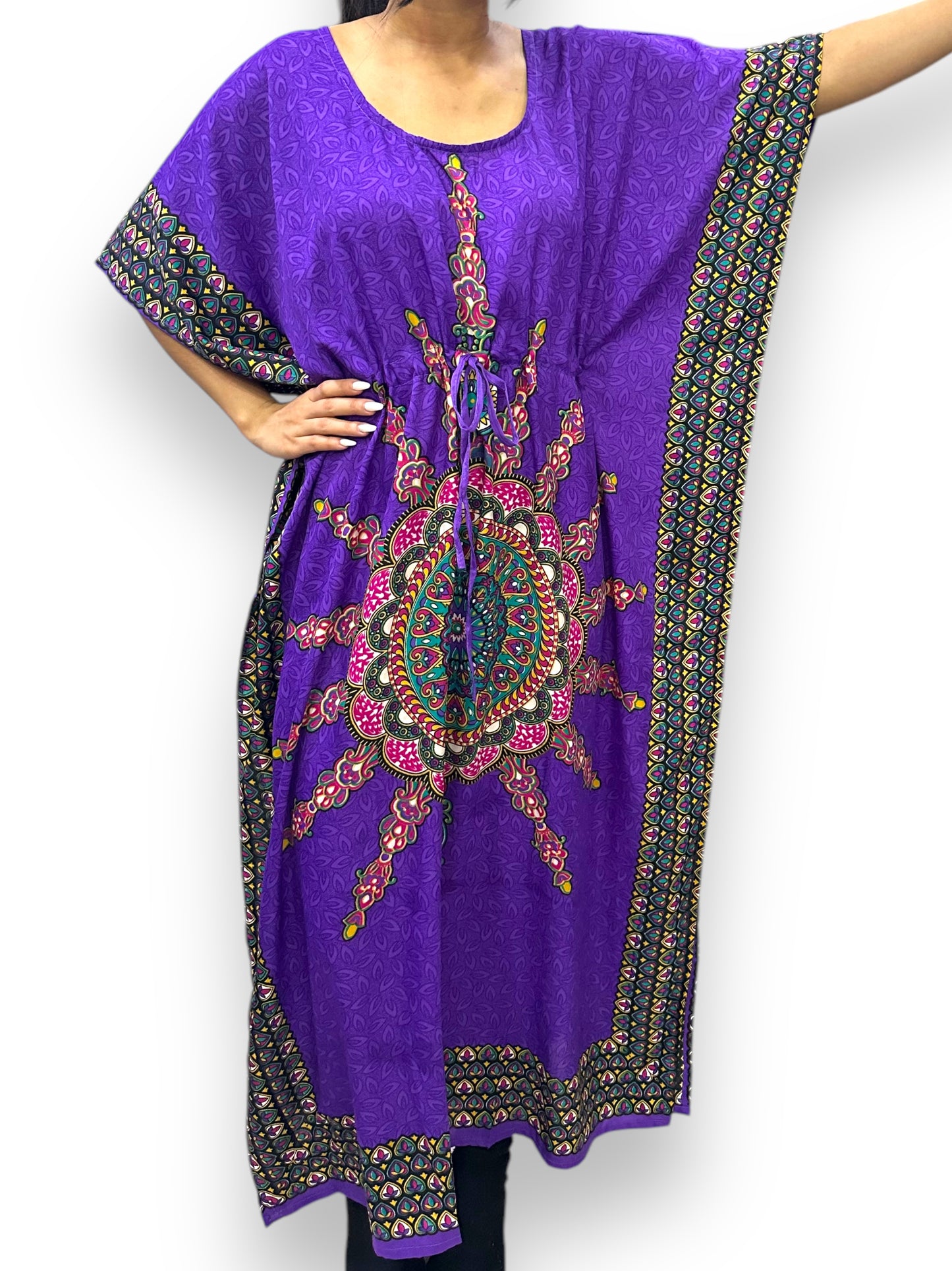 Vestido Largo Estampado Afrocaribeño Morado