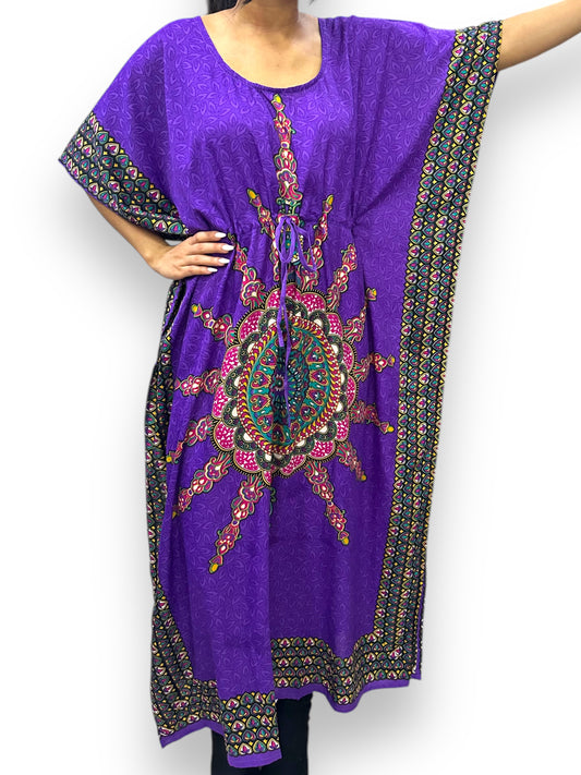 Vestido Largo Estampado Afrocaribeño Morado