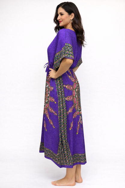 Vestido Largo Estampado Afrocaribeño Morado