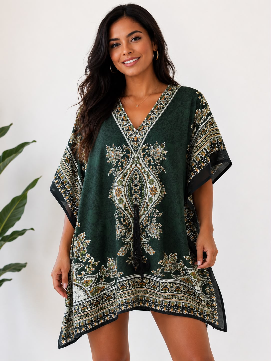 Vestido Corto Estampado Afrocaribeño Salida de Playa