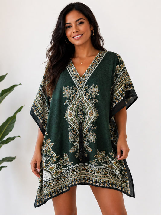 Vestido Corto Estampado Afrocaribeño Salida de Playa