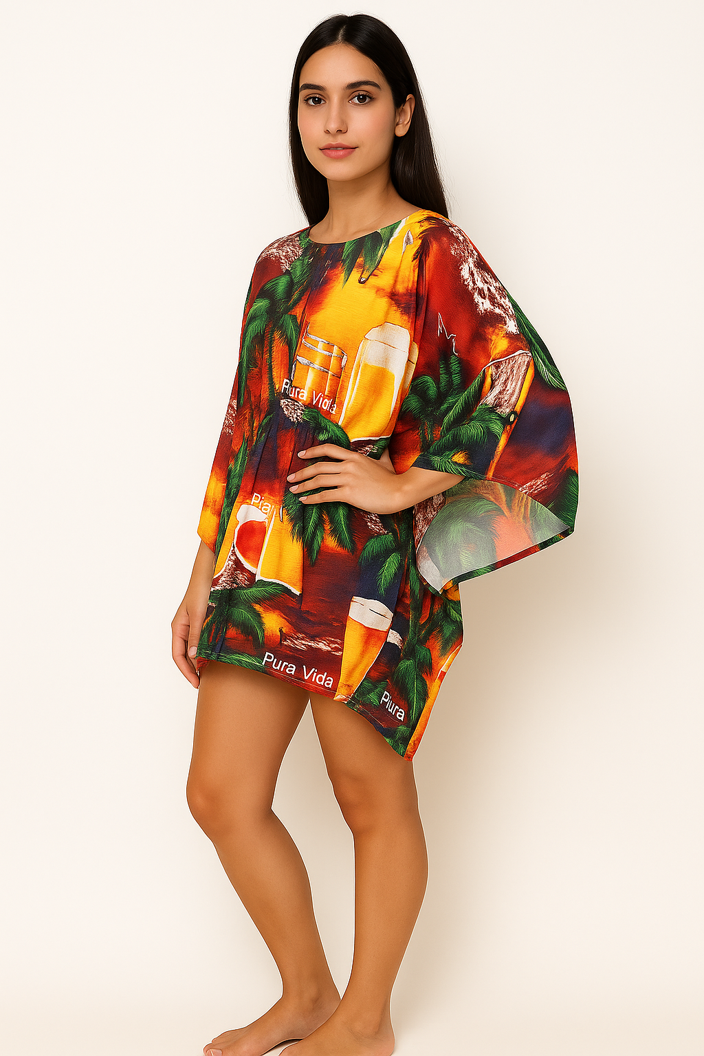 Women's Short Hawaiian Beach Print Dress