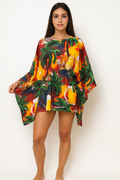 Women's Short Hawaiian Beach Print Dress