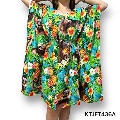 Vestido Hawaiano de Dama Estampada de Oso Perezoso