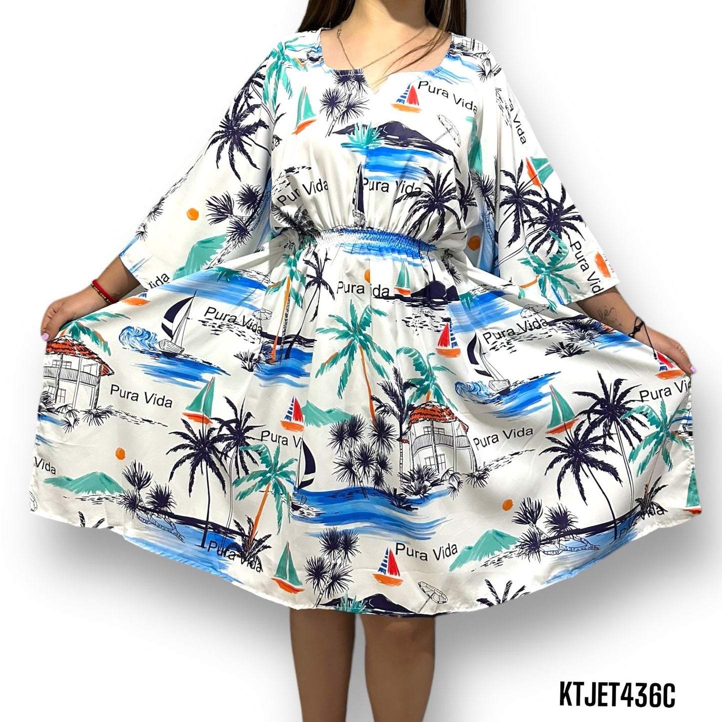 Vestido Hawaiano de Dama Estampado Playero Pura Vida