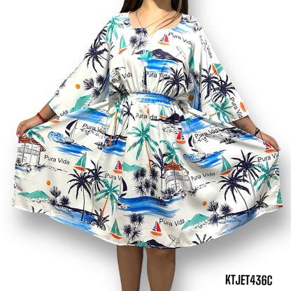Vestido Hawaiano de Dama Estampado Playero Pura Vida