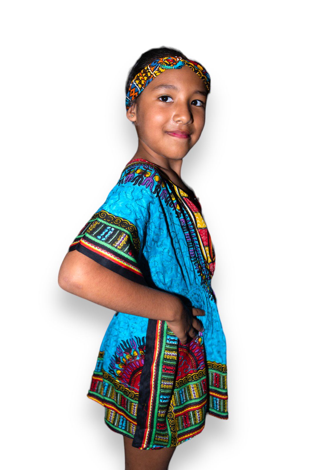 Manta de Niña con Estampado Afrocaribeño Azul