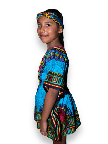 Manta de Niña con Estampado Afrocaribeño Azul