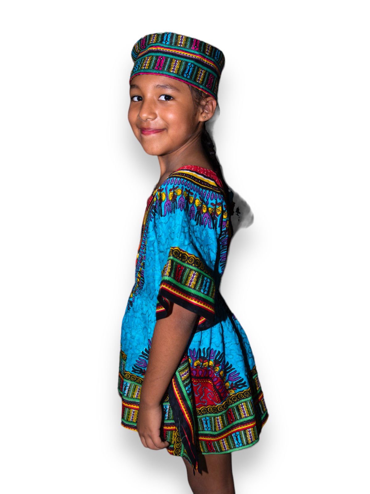 Manta de Niña con Estampado Afrocaribeño Azul