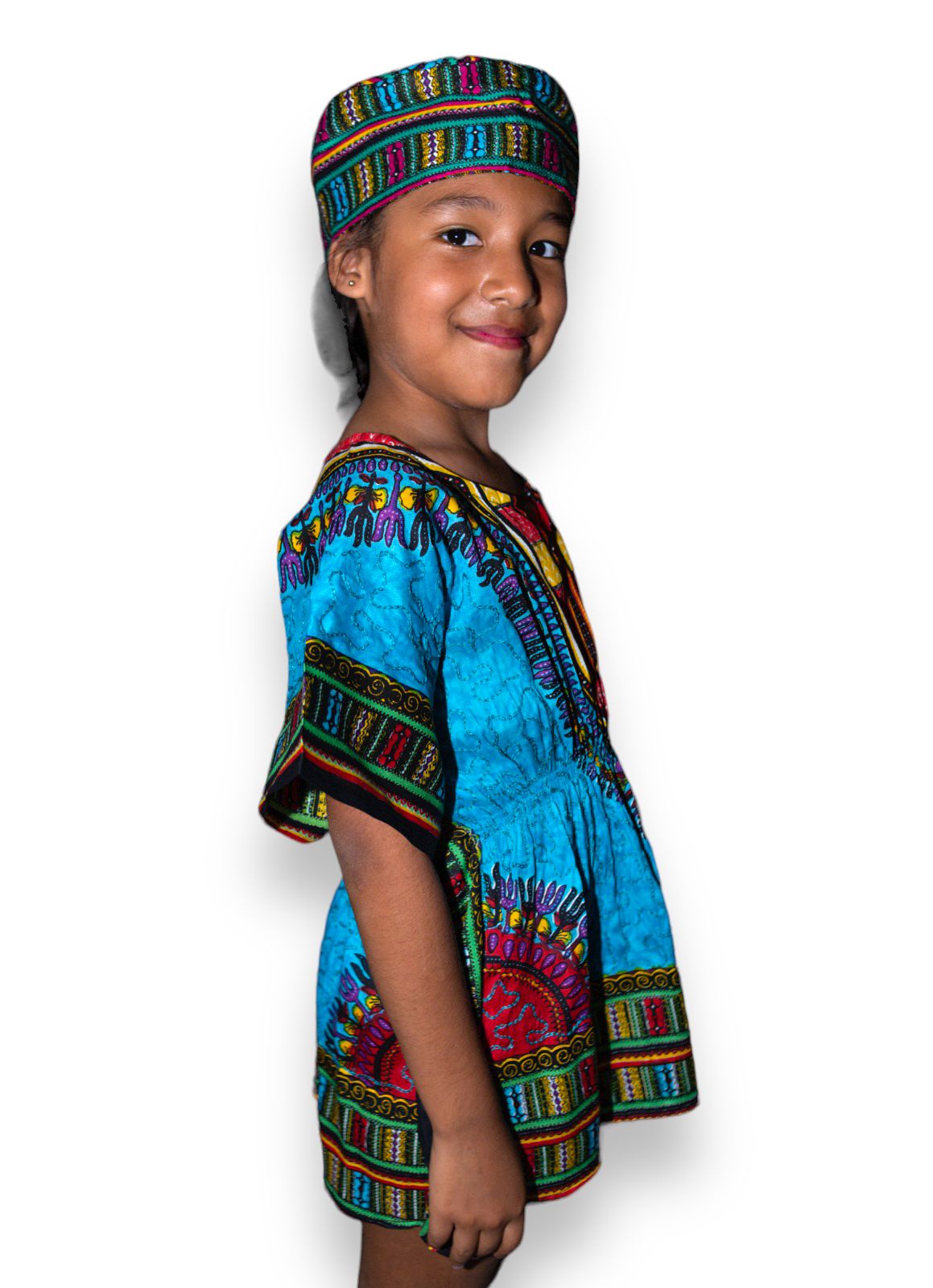 Manta de Niña con Estampado Afrocaribeño Azul