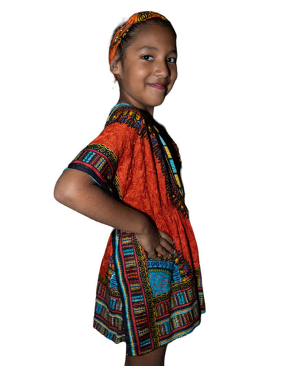 Manta de Niña con Estampado Afrocaribeño Naranja