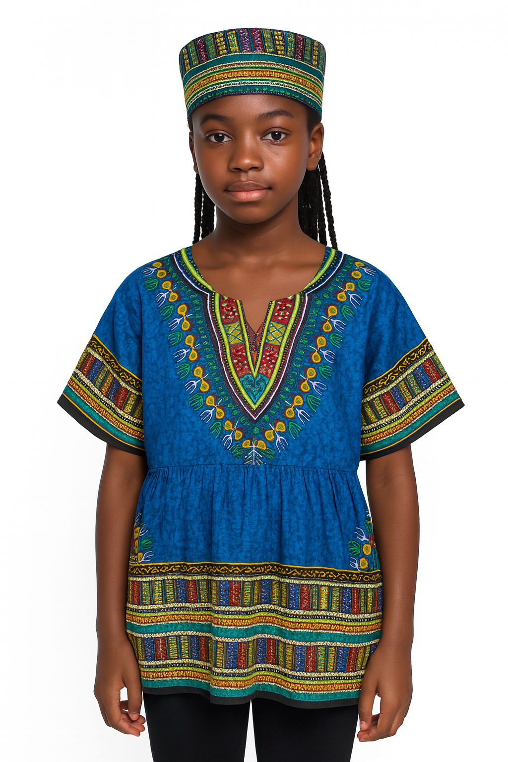 Top Juvenil con Estampado Afrocaribeño Azul