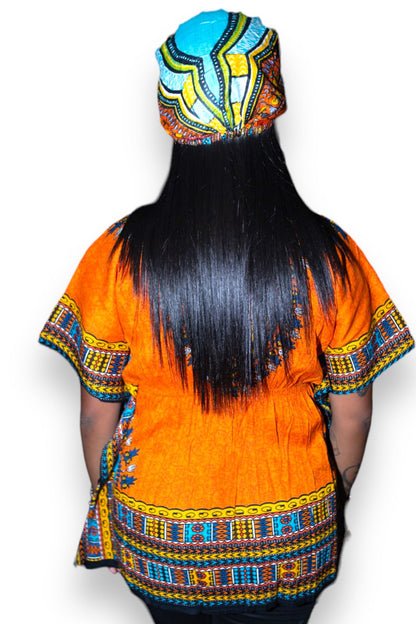 Manta Juvenil con Estampado Afrocaribeño Naranja