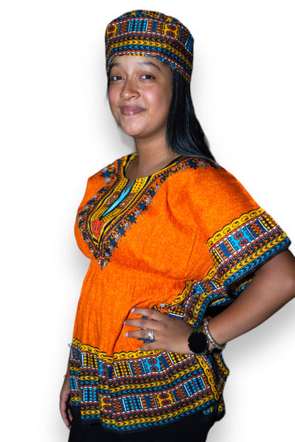 Manta Juvenil con Estampado Afrocaribeño Naranja