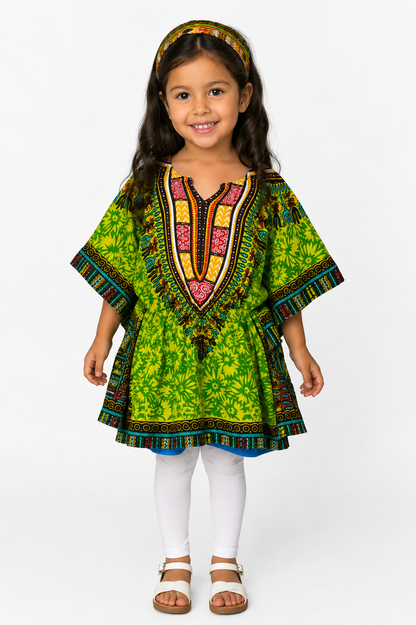Manta de Niña con Estampado Afrocaribeño Verde (Solo en tienda física)
