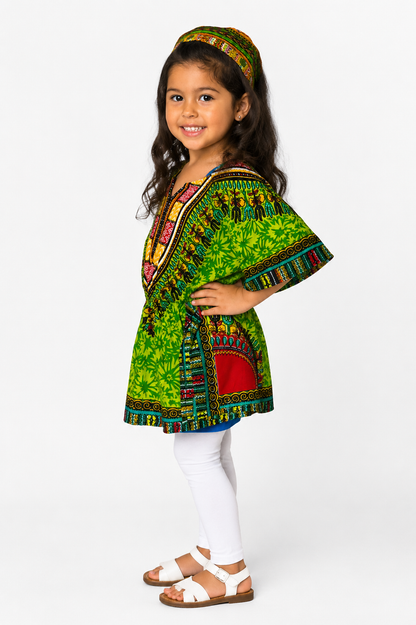 Manta de Niña con Estampado Afrocaribeño Verde (Solo en tienda física)
